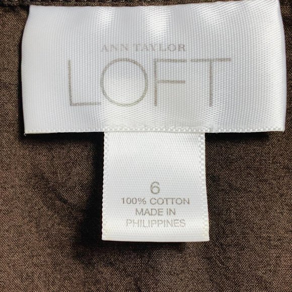 Ann Taylor Loft Brown Ruffle Front Sleeveless Top - Picture 3 of 4